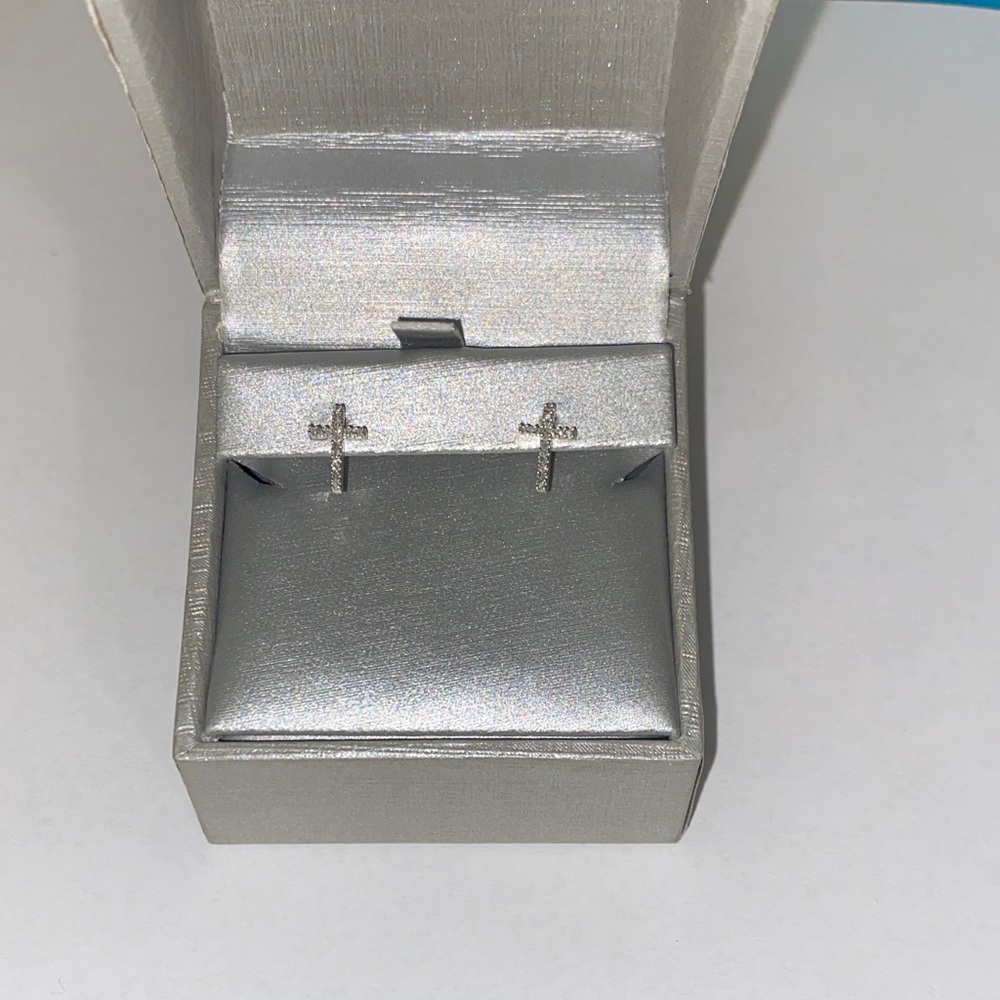 Zales Silver Cross Earrings